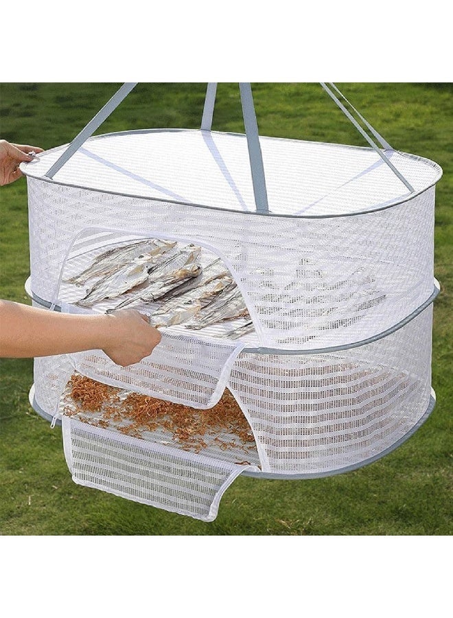 ChicAbode رف تجفيف الأعشاب ، 2 طبقة معلقة شبكة مجفف شبكة قابلة للطي ، مع سدادات شكل S ، التنفس ومقاومة للرياح ، كرابين وحقيبة التخزين ، للزهور المائية ، براعم ، الفواكه ، المأكولات البحرية ، الملابس - Image 3